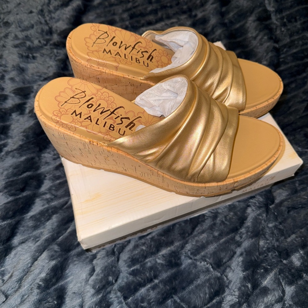Blowfish Malibu Gold Wedge Sandals